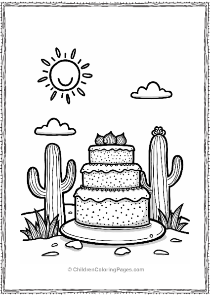 Cactus Cake In A Whimsical Desert Free PDF Printable