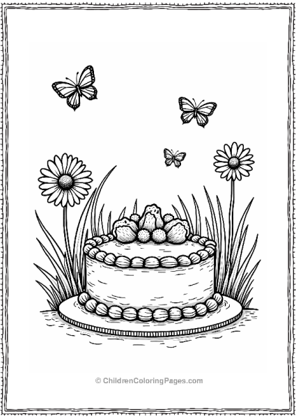 Cake In A Garden Setting Free PDF Printable