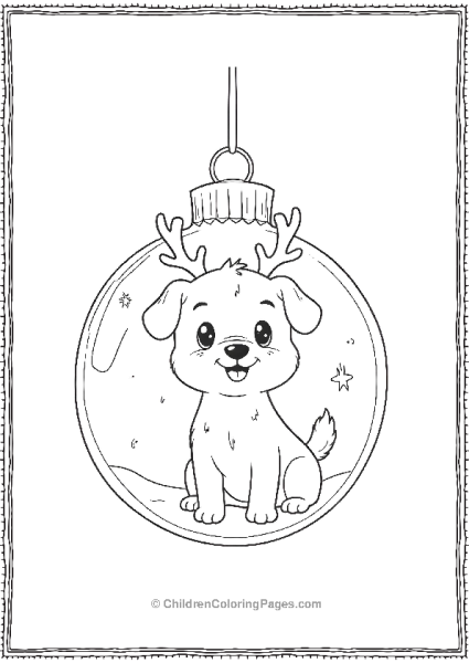 Cartoon Dog Wearing Antlers Free PDF Printable