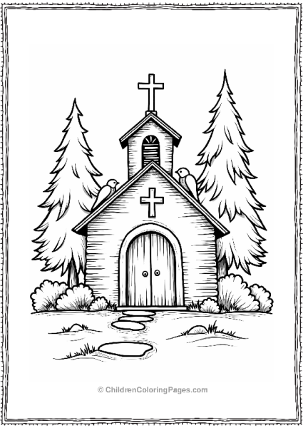 Chapel In The Woods With Cross Free PDF Printable