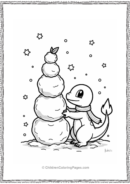 Charmander Building A Snowman Free PDF Printable