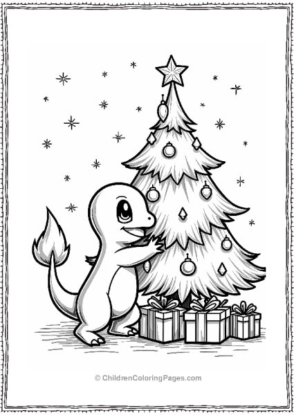 Charmander Decorating A Christmas Tree Free PDF Printable