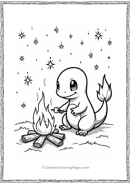 Charmander Roasting Marshmallows By The Fire Free PDF Printable