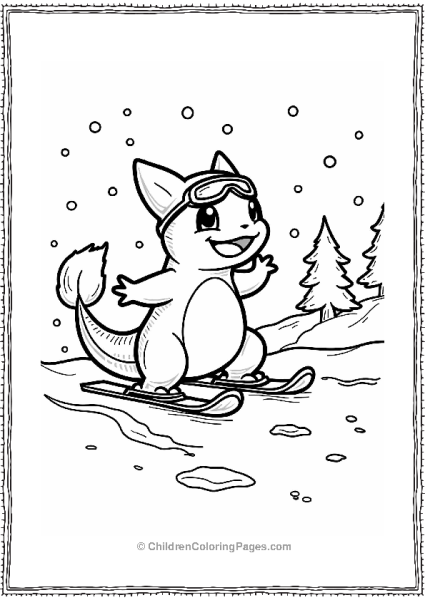 Charmander Skiing In A Winter Wonderland Free PDF Printable