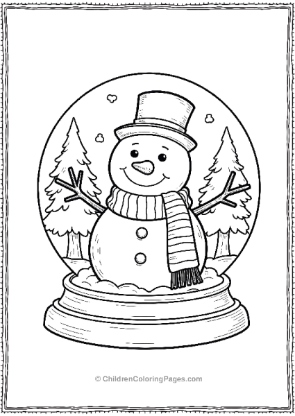 Cheerful Snowman Wearing A Scarf Featuring A Snow Globe Free PDF Printable