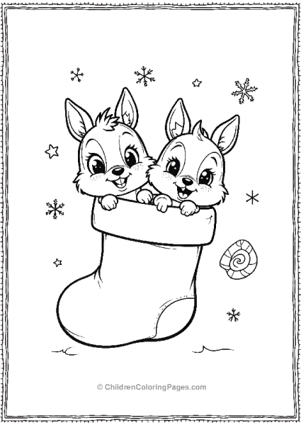 Chip And Dale Peeking Out Of Christmas Socks Free PDF Printable