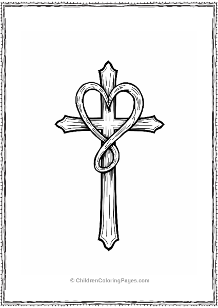 Christian Cross And Heart Design Free PDF Printable