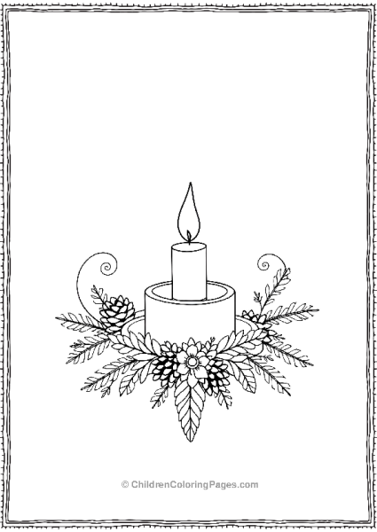 Christmas Candle Mandala With Pine Cones And Flowers Free PDF Printable