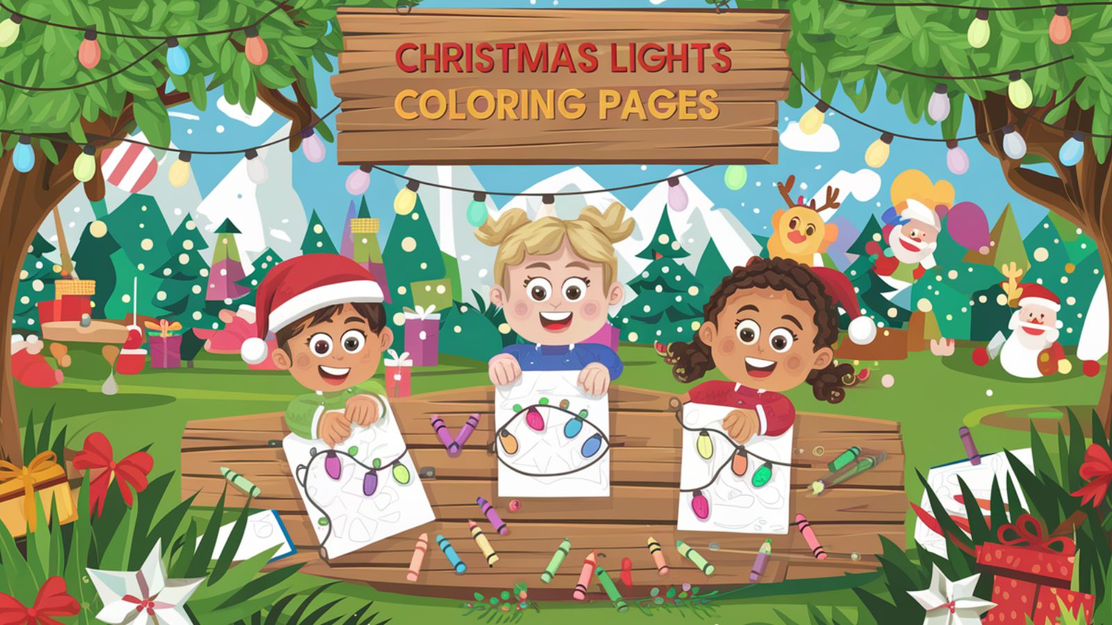 Christmas Lights Coloring Pages- Free Printables For Kids 🌟🎊🎅