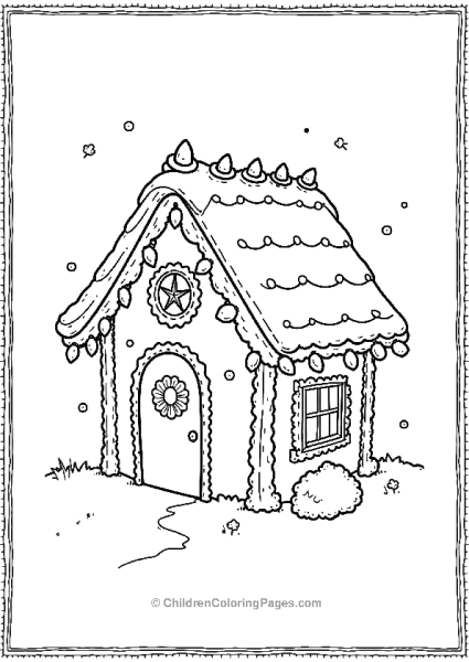 Christmas Lights Gingerbread House Free PDF Printable