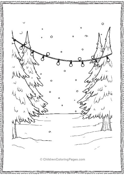 Christmas Lights On Snowy Trees Free PDF Printable