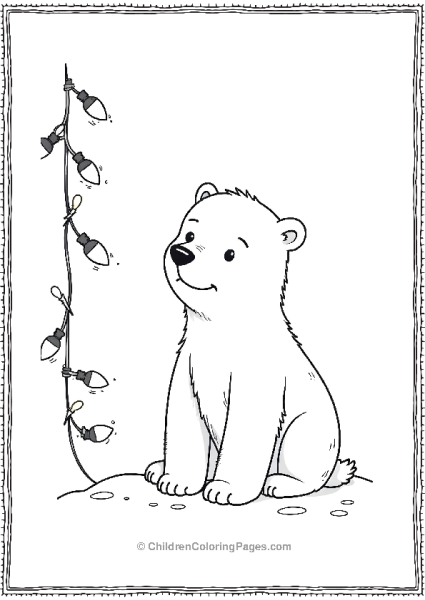 Christmas Lights Polar Bear Sitting Free PDF Printable