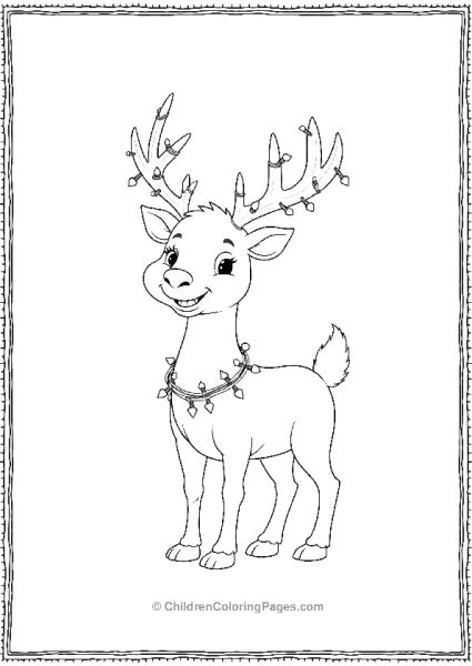 Christmas Lights Reindeer With Festive Garland Free PDF Printable