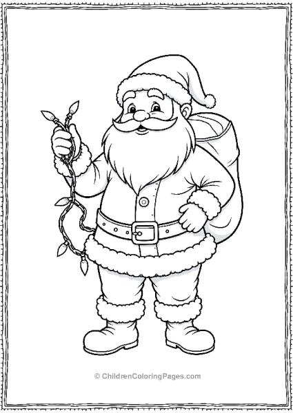 Christmas Lights Santa Holding Garland Free PDF Printable