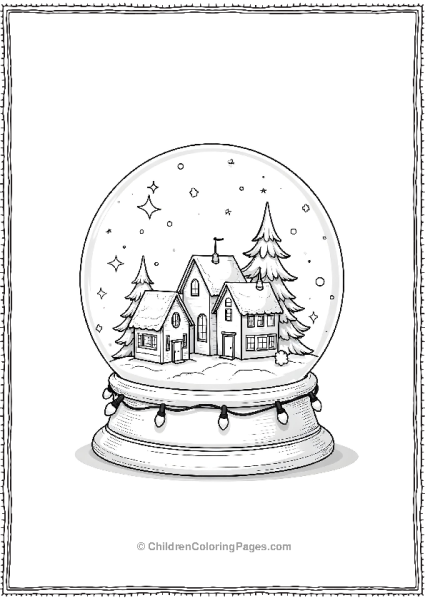 Christmas Lights Snow Globe With Houses Free PDF Printable