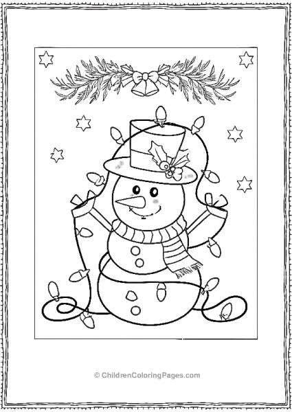 Christmas Lights Snowman With Scarf And Hat Free PDF Printable