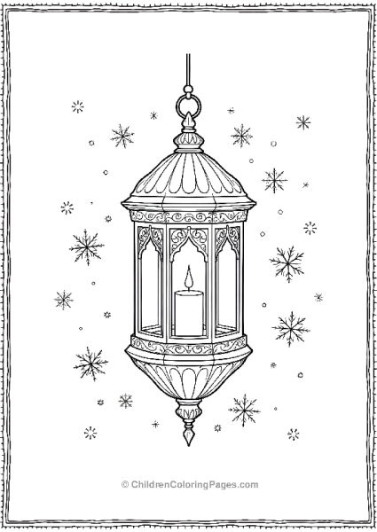 Christmas Mandala Lantern With Candle And Snowflakes Free PDF Printable