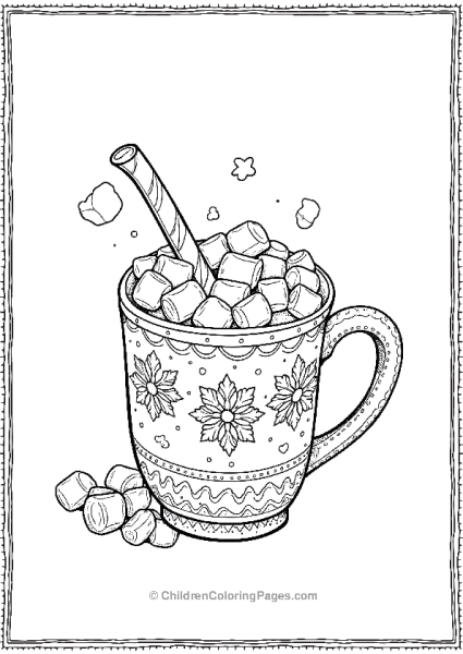 Christmas Mandala Mug With Marshmallows And A Straw Free PDF Printable