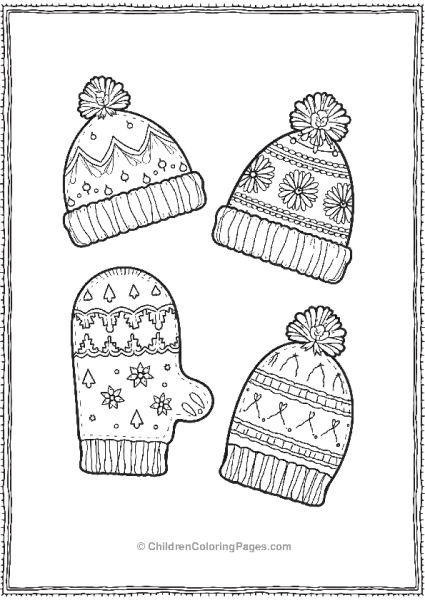 Christmas Mandala Of Knitted Mittens And Holiday Hats Free PDF Printable