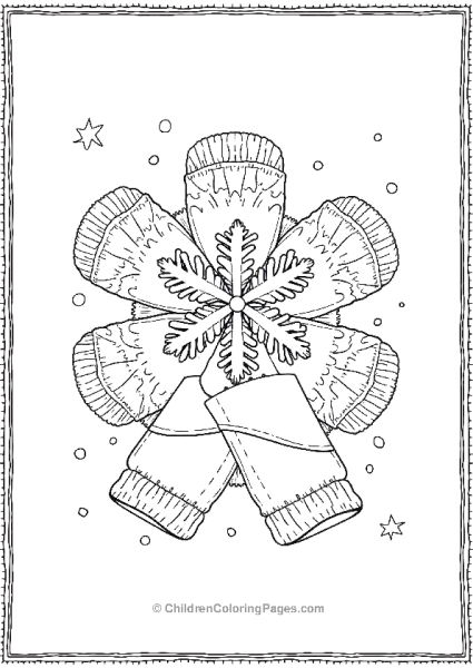 Christmas Mandala Of Mittens And Snowflake Free PDF Printable