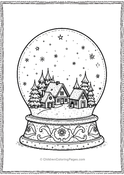 Christmas Mandala Snow Globe With Winter Village Scene Free PDF Printable