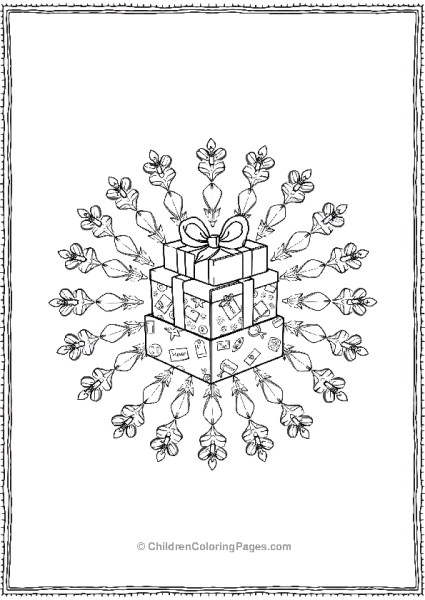 Christmas Mandala With Gifts And Flowers Free PDF Printable