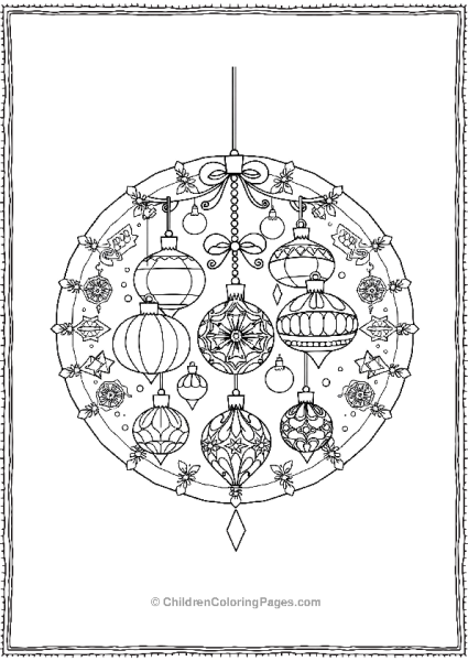 Christmas Mandala With Hanging Ornaments Free PDF Printable