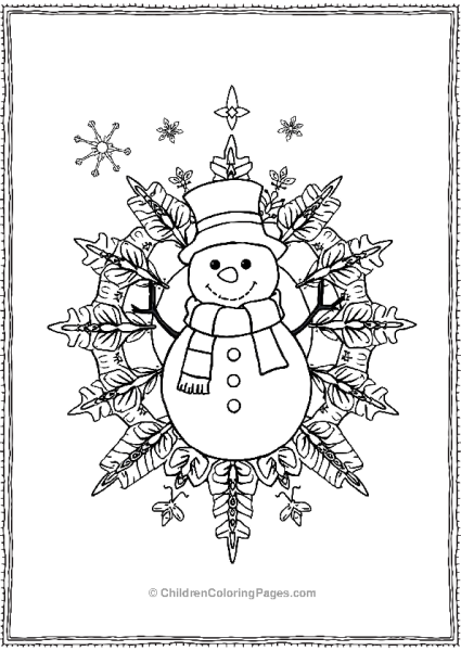 Christmas Mandala With Snowman And Scarf Free PDF Printable