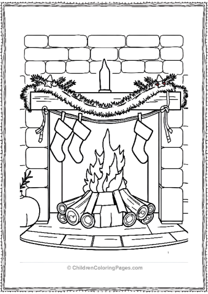 Christmas Mandala With Stockings And Fireplace Free PDF Printable