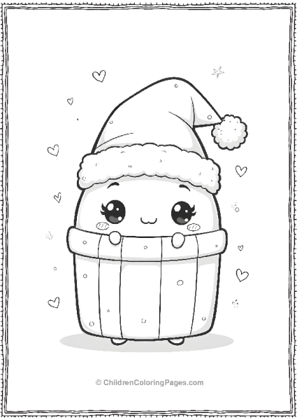 Christmas Present With Santa Hat Free PDF Printable