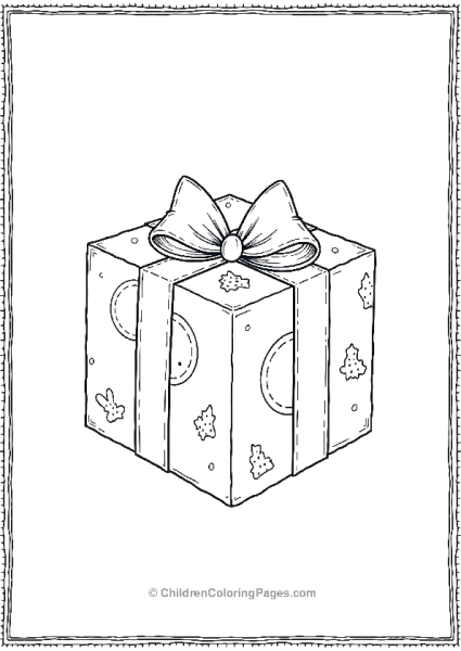 Christmas Present With Simple Geometric Patterns Free PDF Printable