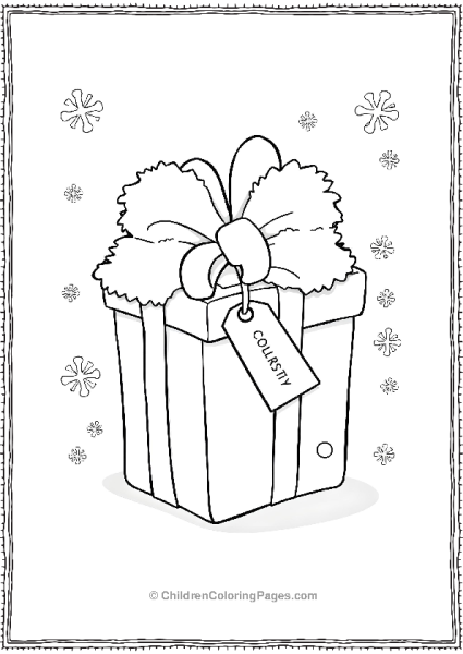 Christmas Present With Snowflake Design Free PDF Printable