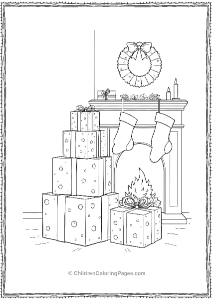 Christmas Presents By Fireplace Free PDF Printable