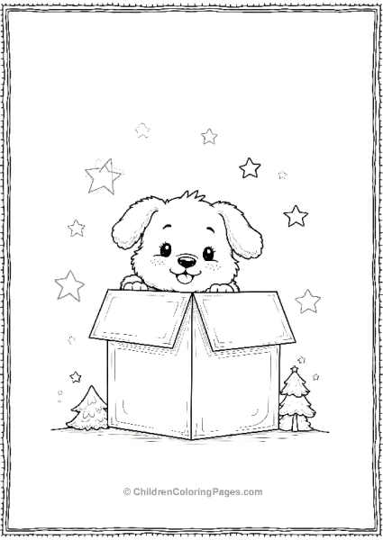 Christmas Presents With A Puppy Popping Out Free PDF Printable