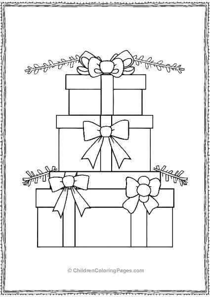 Christmas Presents With Tree Pines Free PDF Printable