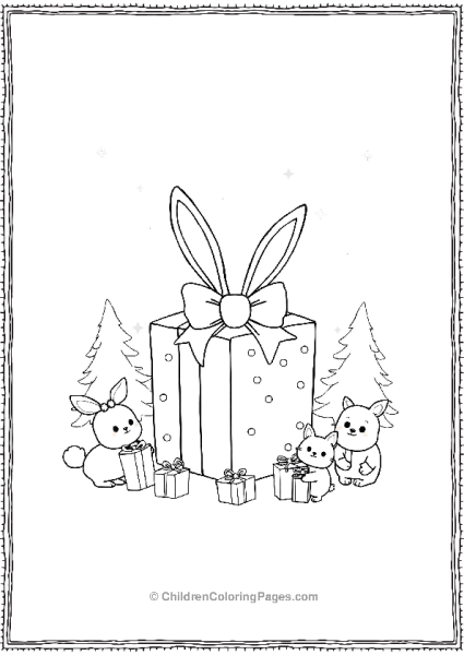 Christmas Presents With Bunnies And Puppy Free PDF Printable