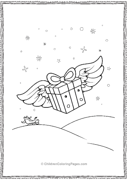 Christmas Presents With Wings Flying Through The Night Free PDF Printable