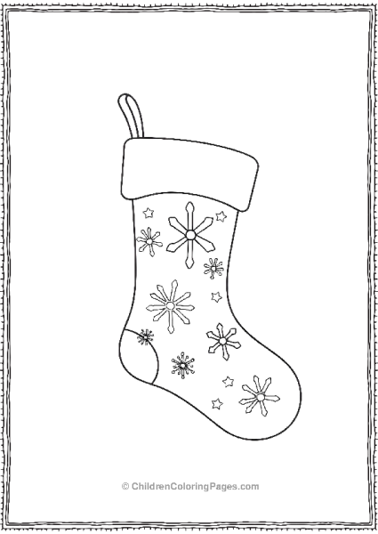 Christmas Stocking Decorated With Simple Snowflakes Free PDF Printable