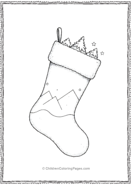 Christmas Stocking Holding Tiny Snowy Trees Free PDF Printable