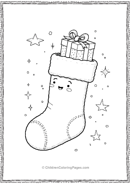 Christmas Stocking Holding Some Tiny Present Free PDF Printable