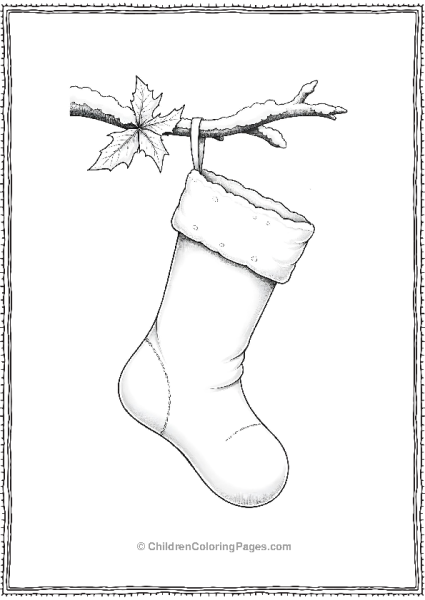 Christmas Stocking Hung On A Branch Free PDF Printable