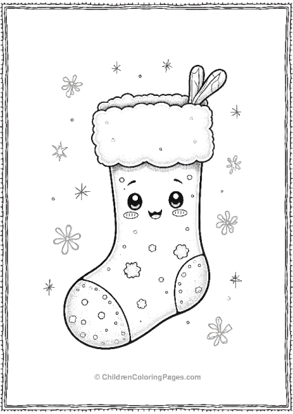 Christmas Stocking Looking Happy Free PDF Printable