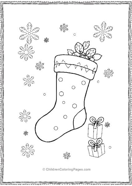 Christmas Stocking Surrounded By Snowflakes Free PDF Printable