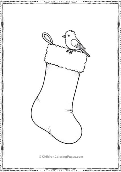 Christmas Stocking With A Bird Free PDF Printable