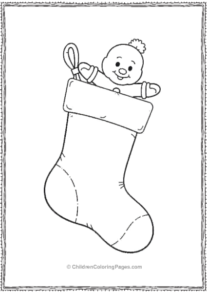 Christmas Stocking With A Gingerbread Man Peeking Out Free PDF Printable