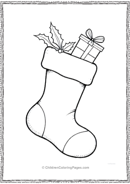 Christmas Stocking With A Leaf Free PDF Printable