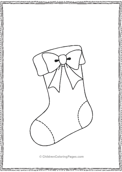 Christmas Stocking With A Large Ribbon Bow Free PDF Printable