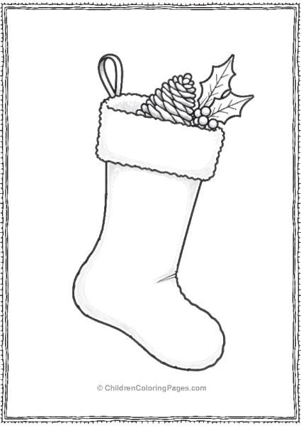 Christmas Stocking With A Pine Cone Free PDF Printable