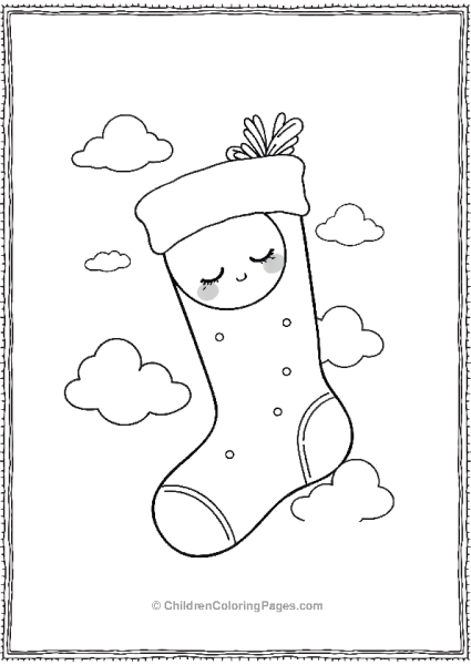 Christmas Stocking With A Sleeping Moon Free PDF Printable