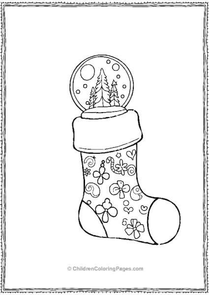 Christmas Stocking With A Snow Globe Free PDF Printable